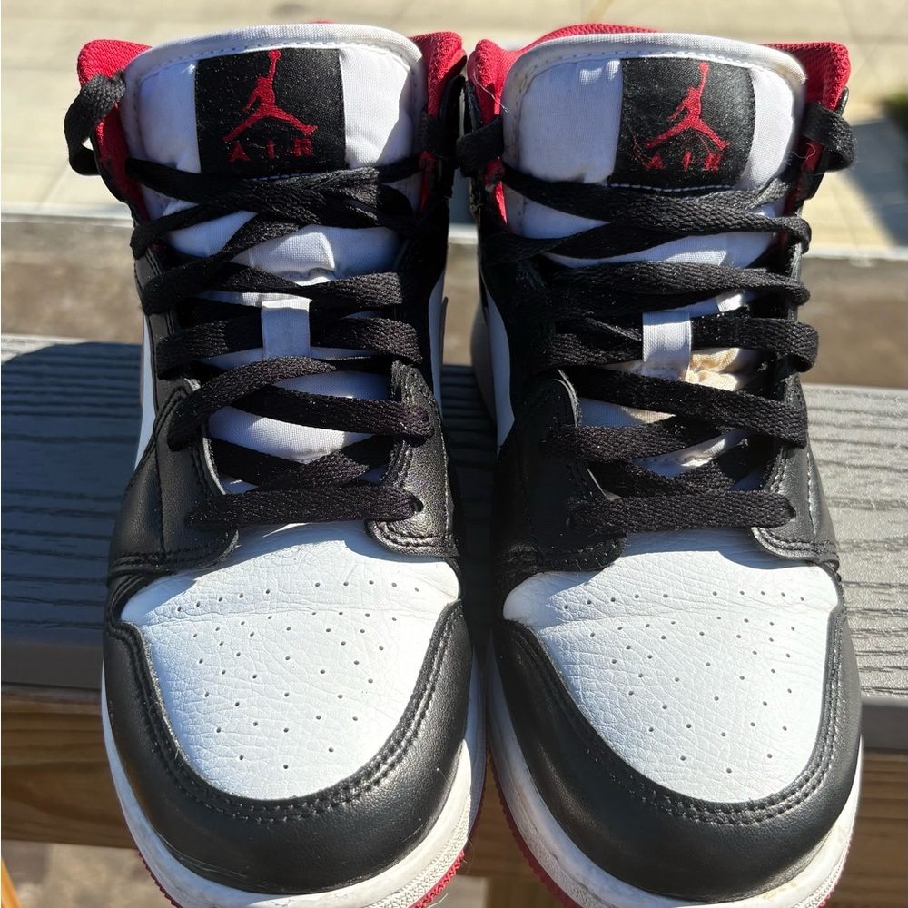 Air Jordan mid 1’s Black and White Sneakers size 6